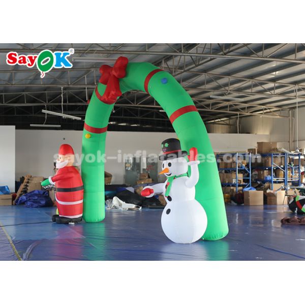 Outdoor Inflatable Holiday Decorations Santa Archway Door With Blower