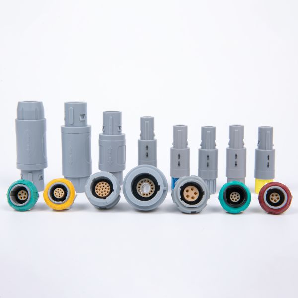 BEXKOM P series LEMO Redel ODU compatible circular push pull connectors with 2-26 Contacts IP50 to IP65 Rated and Gold Plated Brass Contacts plastic shell for Medical Devices