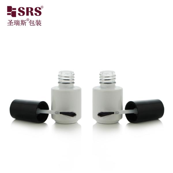 DH-1B 4.5ML Round Bottom Glass Nail Polish Bottle With Brush Painted White Color Logo Printing