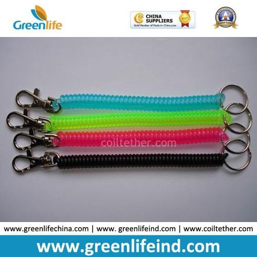 Plastic Long Slim Coil Retainers w/Lobster Claw Key Clip and Nylon Short String