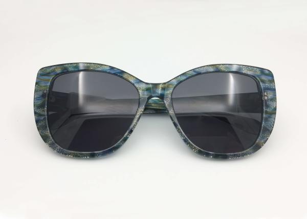 Cateye acetate sunglasses Men Women special green pattern UV 100%