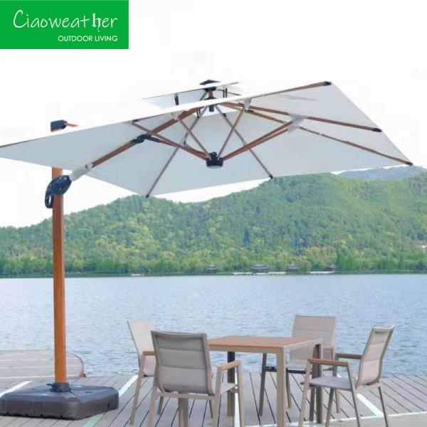 Meubles d'extérieur design moderne terrasse parapluie romaine à double face pour jardin de cour