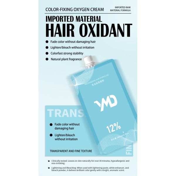 YMD Premium Quality OEM Hair Oxidant Cream Raw Material 3% 6% 9% 12% Permanent Hair Color  Developer
