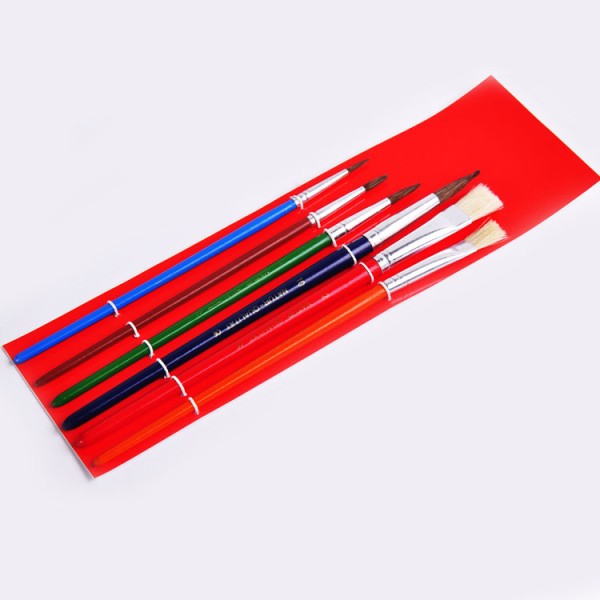 6pcs horse hair paper card with rope wood wholesale painting brush set