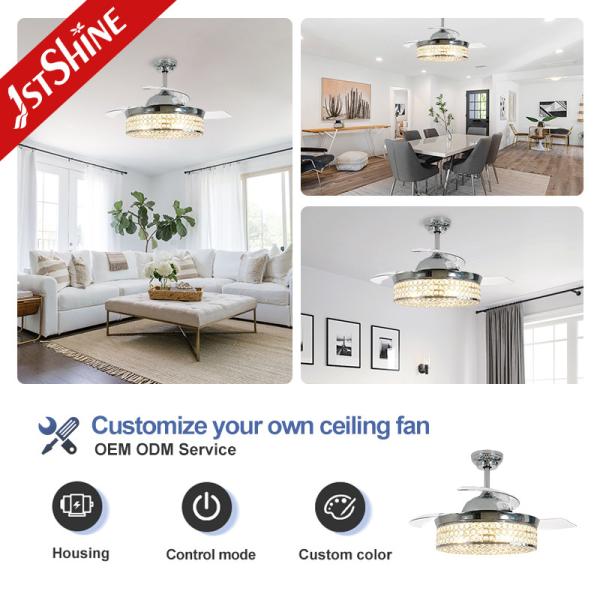 Home Hotel Office 42 Blade Size Ceiling Fan with Low Energy Crystal Light and AC Motor