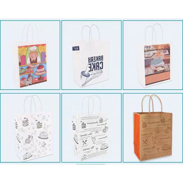Personalised Kraft Paper Printed Takeaway Bags For Restaurant Hot Food
