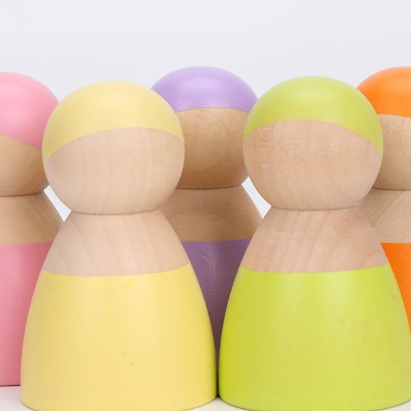 Blocs constitutifs en bois Toy Creative Educational d'arc-en-ciel de Brown 18cm