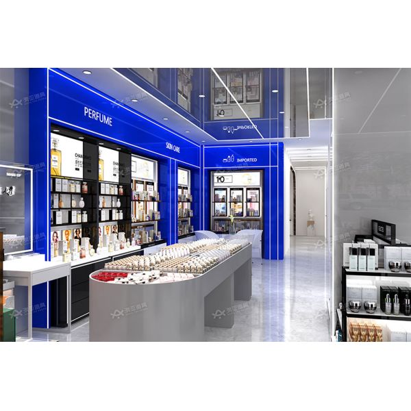 Beauty Store Interior Design Gold Rush Series Case 146sqm Cosmetic Store Decoration and  Beauty Display Cabinet