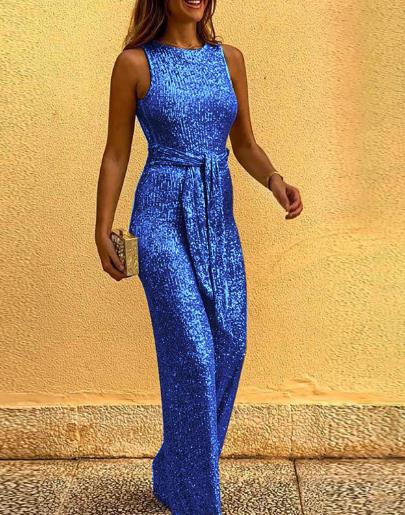 Изготовленная на заказ фабрика Китай одежды вокруг комбинезона шеи безрукавного Sequined Backless для женщин