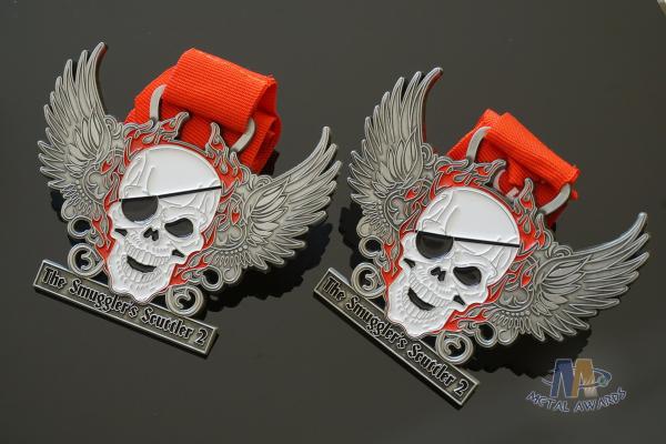 Eco - Friendly Skull Metal Award Medals Soft Enamel Filling Size 70*4MM