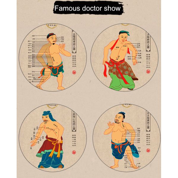 Traditional Fourteen Meridians Acupuncture Diagram Wall Chart 60*130cm