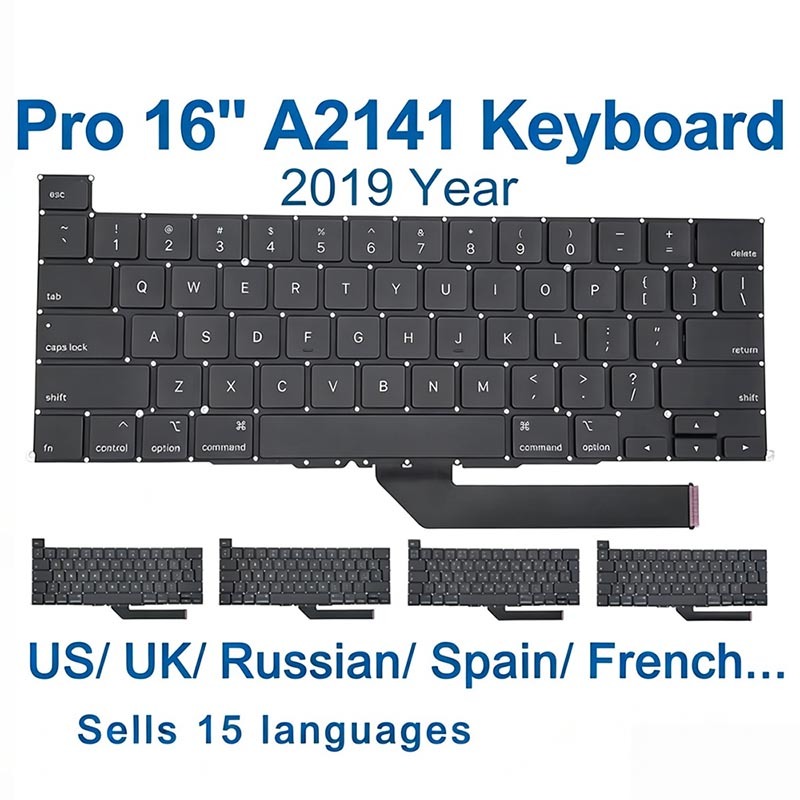 Laptop Keyboard For MacBook Pro Retina 16" A2141 US UK Russian German French