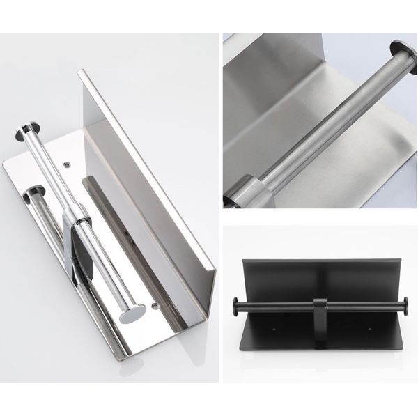 SUS 304 Double Roll Toilet Paper Holder Matte Black Color Multipurpose