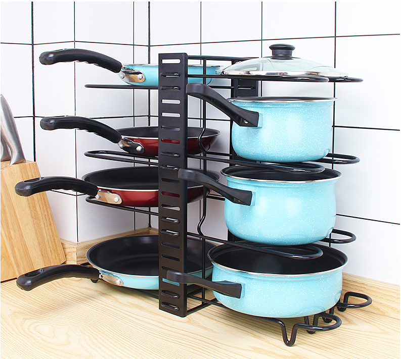 Five Storey Iron 380mm Height Steel Kitchen Basket Rack For Pan Organizing