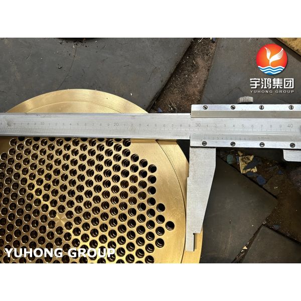 ASTM B171 C46400 Naval Brass Tubesheet for Seawater & Marine Coolers - Precision Machined Copper Alloy Heat Exchanger Component