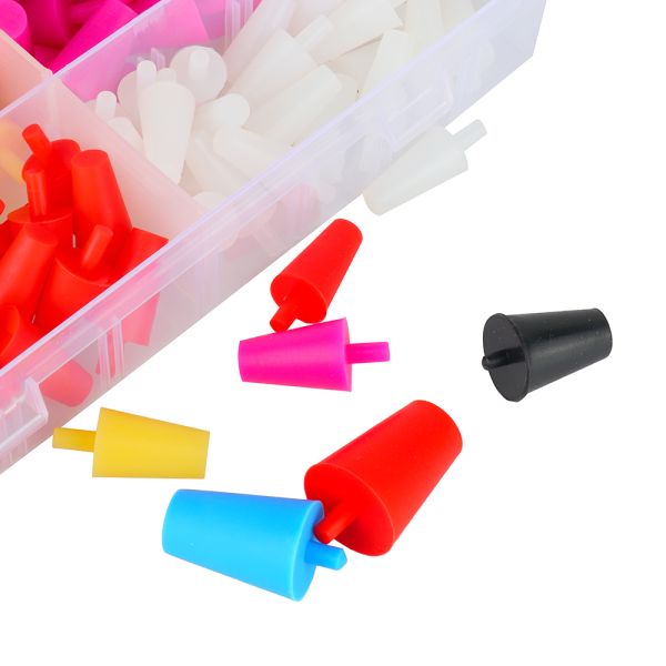 Industrial Moulding Processing Service Silicone Rubber Protective Plug with Carrying Handle Colorful Conical Plug Stopper