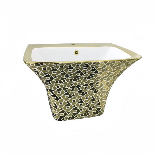 Custom One Piece Toilet Pedestal Ceramic Sanitary Ware Sink for Luxury Hotel Bathroom