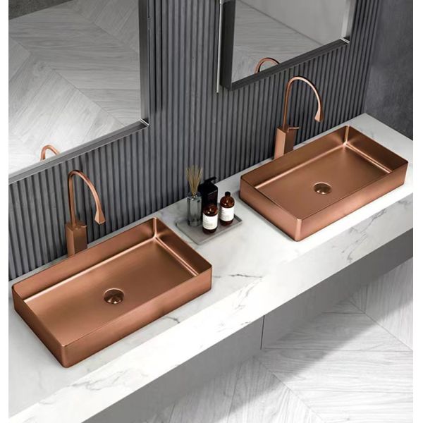 Stainless Steel 304 Luxury Vessel Sinks , Bathroom Wash Sink With Nano Plating PVD Brushed