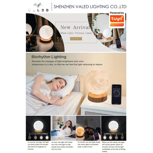 Dimmable Daylight Therapy Lamp 2700K 4000K 6000K Moon Shaped Lights