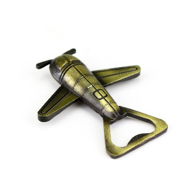 Funny design 3D air plane beer bottle opener, antique bronze plated, innovative wedding favor.