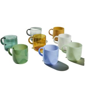 Custom Colored Borosilicate Glass Drinkware Opaque Colored Coffee Mug With