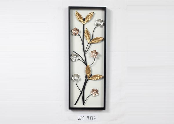 Wooden Framed Metal Floral Design Wall Art Decoration For Home Gallery Hotel