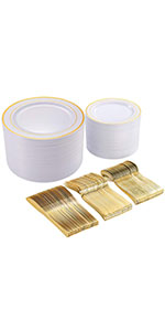 Gold Rim Plastic Champagne Glasses Perfect For Wedding, Thanksgiving Day, Christmas Champagne Flutes Disposable