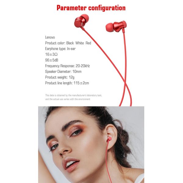 Lenovo HF130 Wired In Ear Earphones Tangle Free Type C Wired Earphones