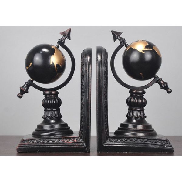 Black Plated Resin Decoration Crafts , Study Room Globe Book Holder