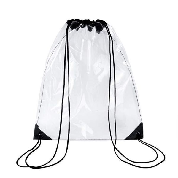 Custom Printed Waterproof Transparent PVC Clear Backpack Drawstring Pouch Bag for Gifts