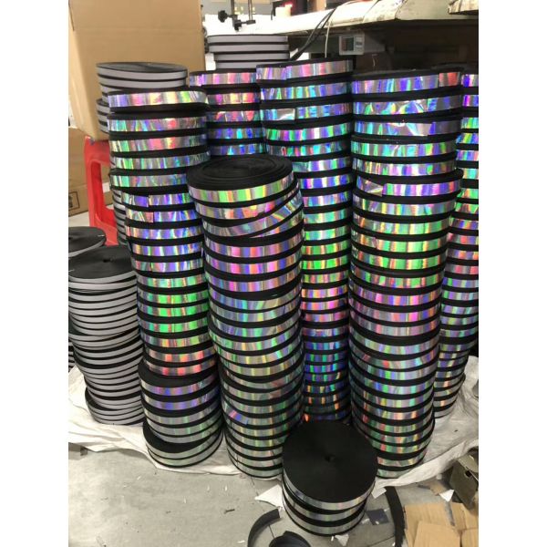Sew On CE EN20471 Reflective Safety Material Ribbons Yellow Silver Orange Rainbow 100% Polyester 400 CPL CN FUJ WRS