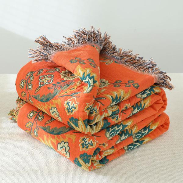 Y-F Natural Bohemian Cotton Flower Style Tassel Sofa Couch Cover Slipcover Blanket Sofa Beds Throw