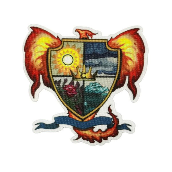 El calor cortó los remiendos del tejido de poliester de la frontera, hierro en