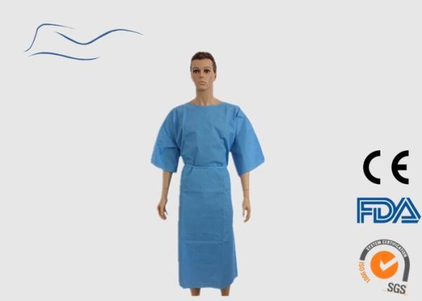 Short Sleeves Disposable Patient Gowns Light Blue Color Eco Friendly