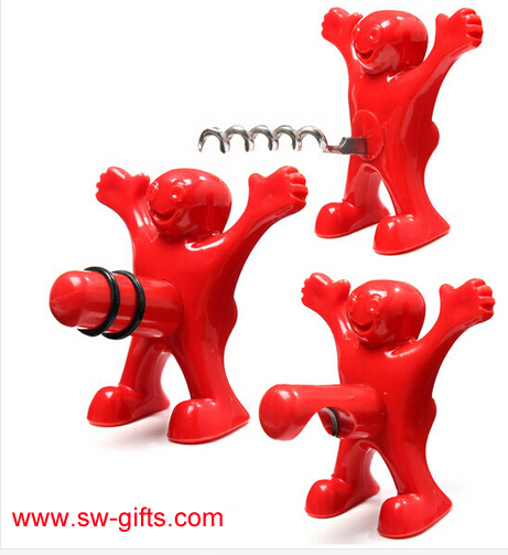 New Kitchen Bar Red Fun Happy Man Wine Beer Soda Bottle Novelty Opener Stopper