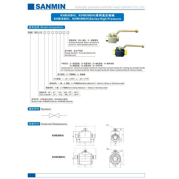 Шариковый клапан КХБ-Г1/8 1/4 высокого давления нержавеющей стали гидравлический 3/8 1/2 анти- дизайнов СС304 СС316 корозии