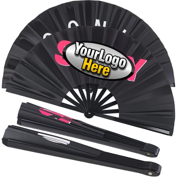 Hot Selling UV Printing Custom Large Rave Clack Fans Bamboo Rave Fan for Dancing