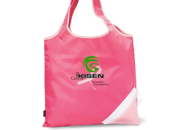 Large Folding Polyester Tote Bags , Portable Roll Up Grocery Bags For Woman