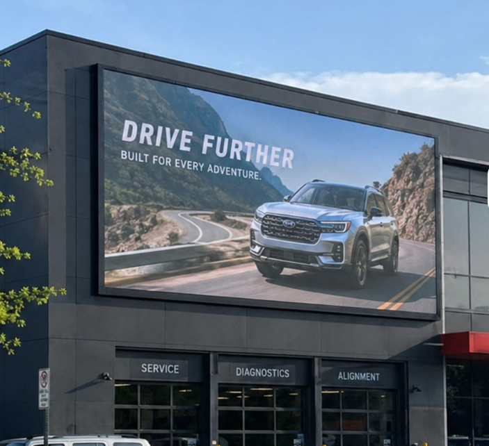 Full Aluminum Energy Saving Outdoor LED Video Wall for Auto Service Center Car Dealership Entrance 4500 Nits IP66 Screen