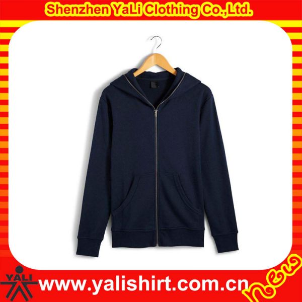 Wholesale bulk top quality solid color fleece fitness men casual full face zip hoodie