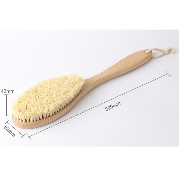 Customizable Bath Shower Brush For Body Dry Skin Natural Beech Wood Sisal Bristles