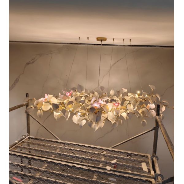 White Luxury Interior Round Ring And Big Villa Ceramic Pendant Lamp For Home