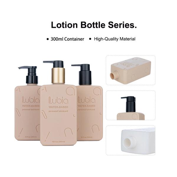 300 ml de rectangle de couleur kaki lisse avec pompe noire pour bouteille de lotion shampooing
