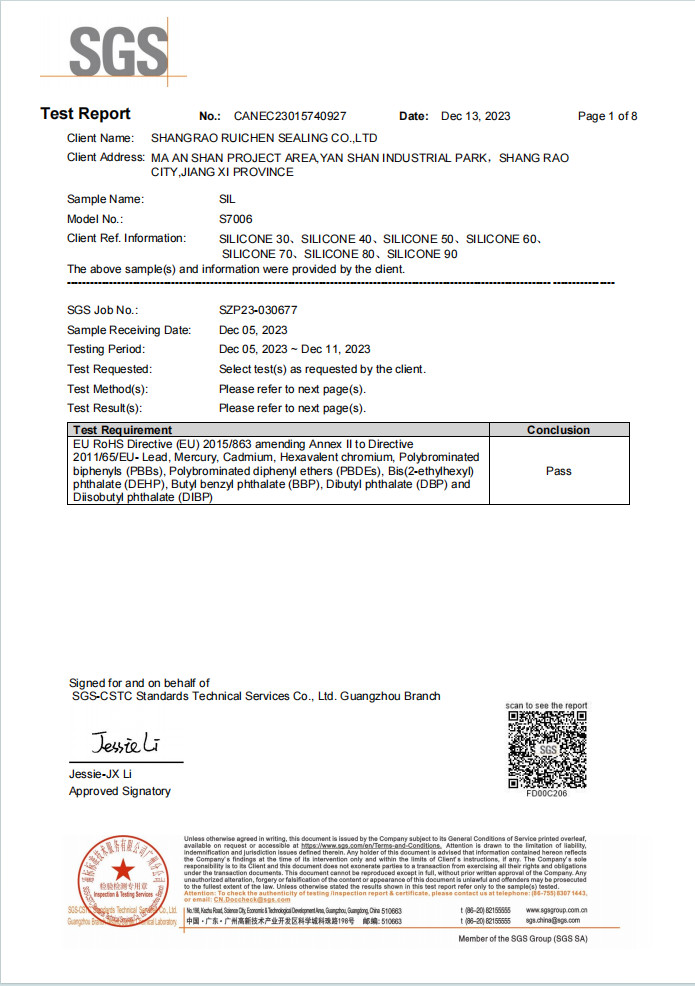 Dongguan Ruichen Sealing Co., Ltd. Сертификации