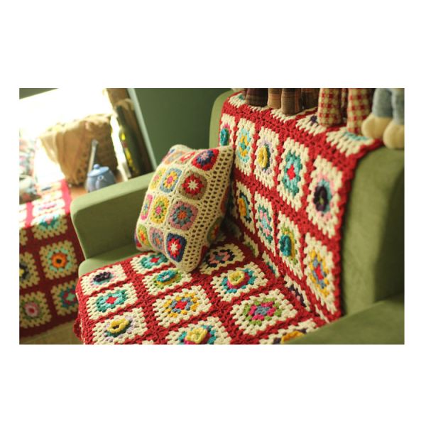 Y-F 85*65 Handmade Nordic Floral Daisy Rustic Sofa Farmhouse Granny Chic Home Art Decor Blanket