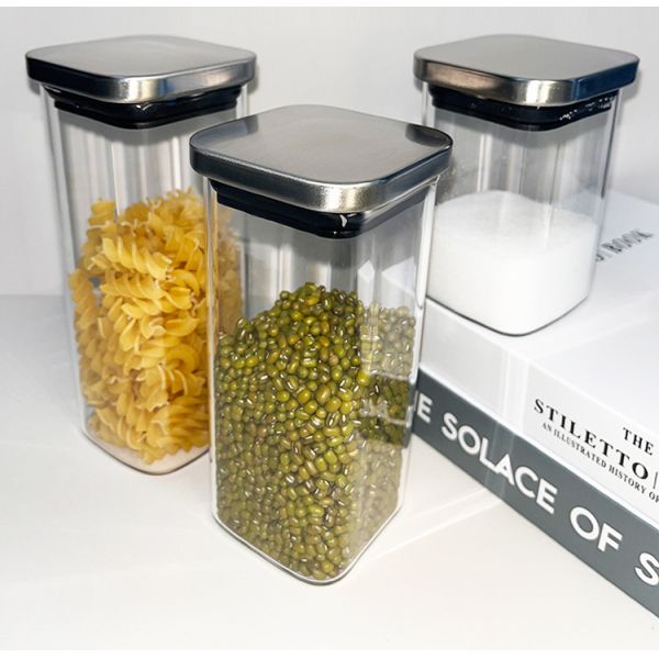 Stainless Steel Lid Glass Jar for Storing Dried Fruits Snacks and More in the Kitchen