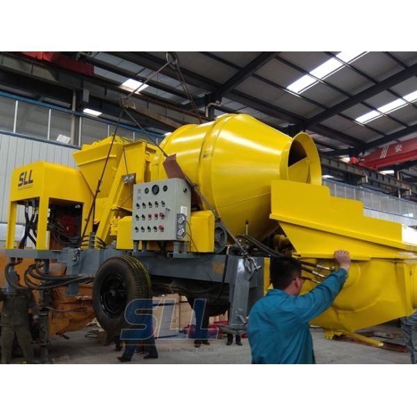Lightweight Concrete Mixer Pump With Mixer Electric Motor Double Shaft Type