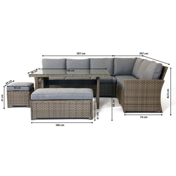 Stool Size L.44 X W.44 X H.41cm AJUNION PE Rattan Garden Set for Your Outdoor Space