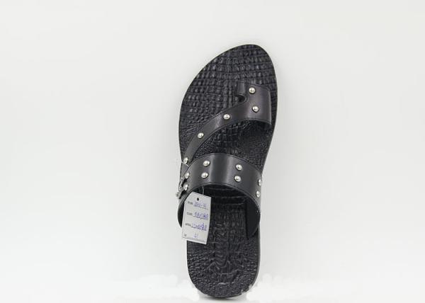 Cool Mens Leather Slippers Sizes Customized Fashion Mens Black Flip Flops