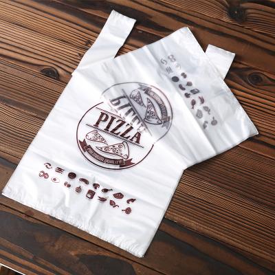 Clear Plastic Takeaway Carrier Bags Takeaway Food Bags With Silk Screen Printing